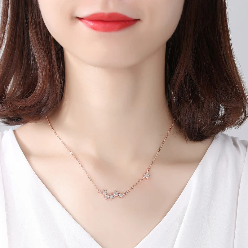 925 Sterling Silver Necklace with Stars (18 Inches) | Gold/Silver