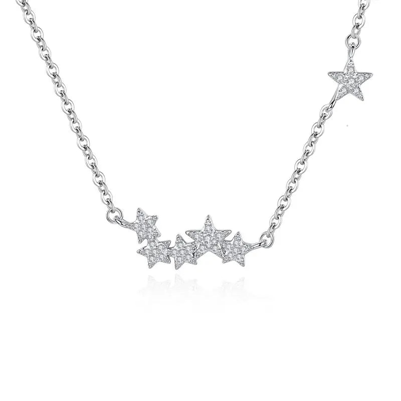 925 Sterling Silver Necklace with Stars (18 Inches) | Gold/Silver